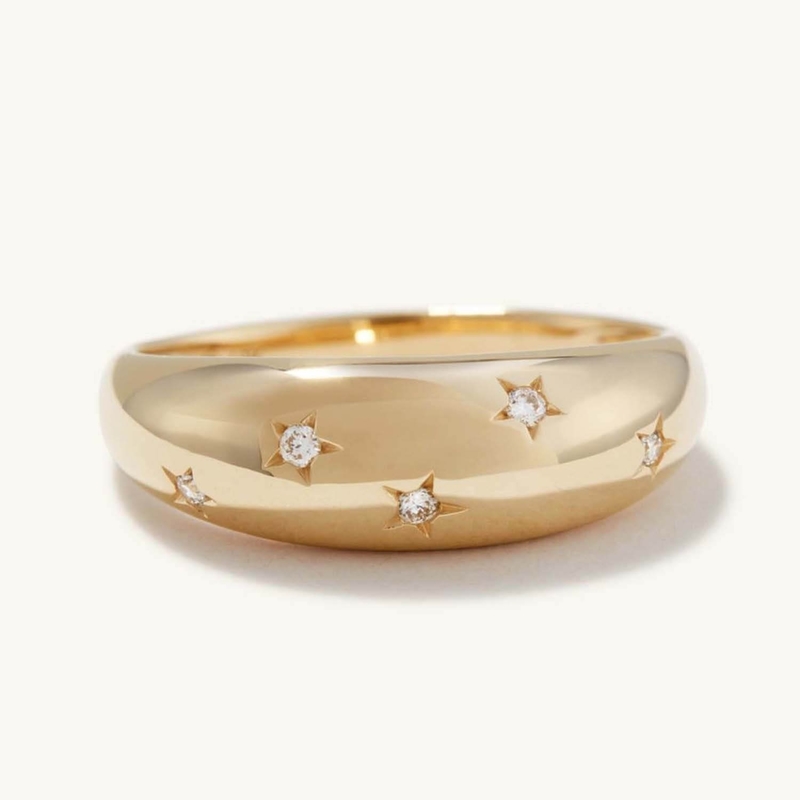 حلقه ی بیننده ی ابدیت برزیل 18K طلا جواهرات ستاره 925 استرلینگ نقره گنبد زنانه