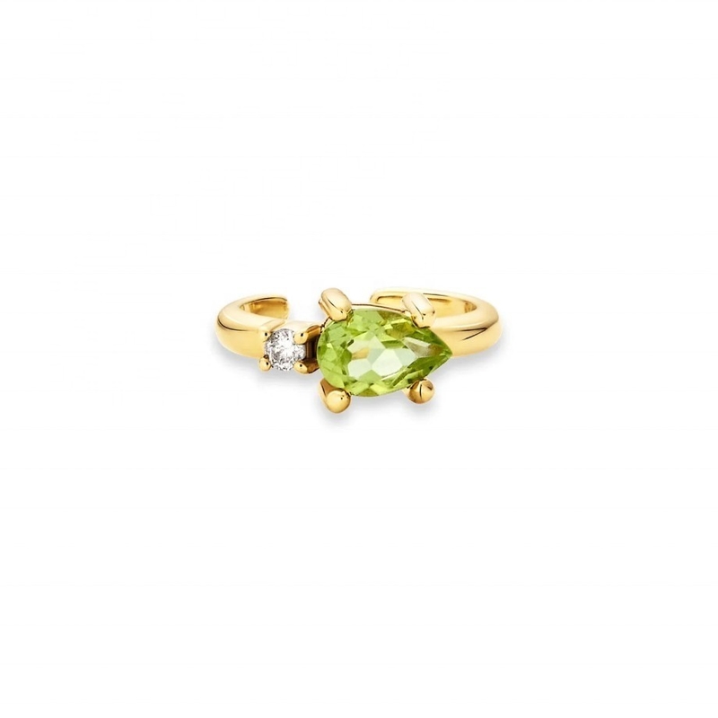 گوشواره کاف پریدوت CZ CZ با طرح مرسوم، نقره 925 با روکش طلا 18 عیار
