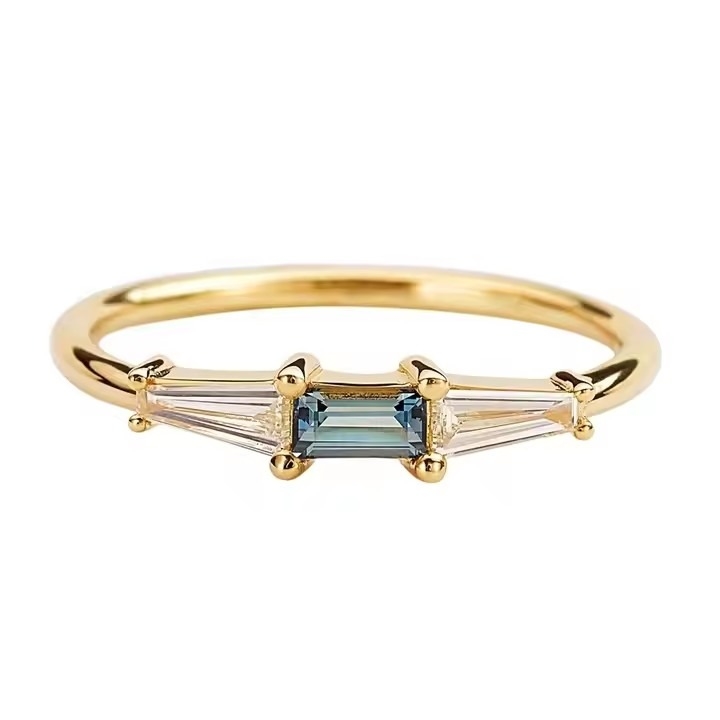 تازه واردان سه سنگ CZ حلقه سفید CZ و تانزانیت واقعی S925 نقره جواهرات خوب 14K 18K طلا برای زنان