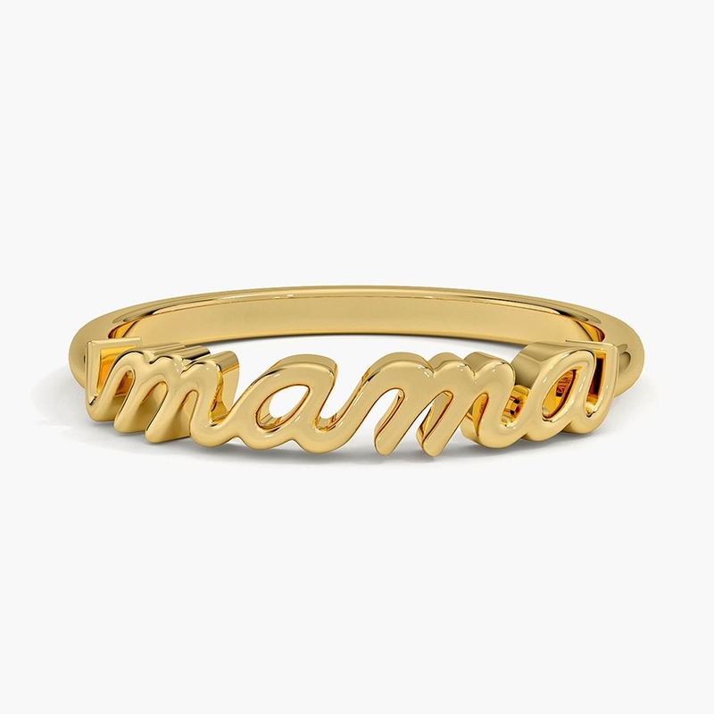 حلقه های زنانه کلاسیک 925 استرلینگ نقره 14K طلا بسیار پولیش شده MAMA در طراحی حداقل