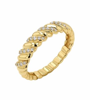 دست سازي Twist کلاسيک 925 استرلينگ نقره زنانه حلقه جواهرات پوشيده با طلا 18K