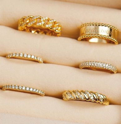 دست سازي Twist کلاسيک 925 استرلينگ نقره زنانه حلقه جواهرات پوشيده با طلا 18K