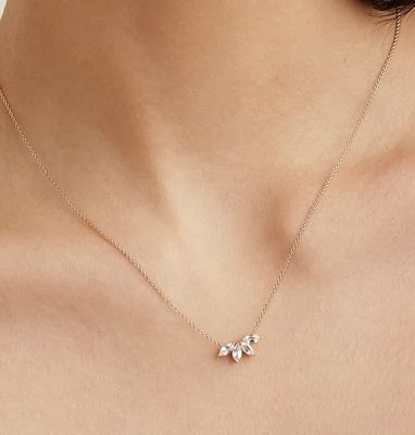گردنبند نقره ای ۹۲۵ 14 کارت 18 اینچی طاپاز مارکیز و الماس های سفید