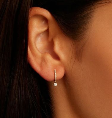 گوشواره های جدید 14K زره دار زرکون با قطر 9.5 میلی متر و قطر کل 12 میلی متر