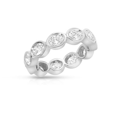 925 Sterling Silver 14K Gold Bezel Oval Eternity Ring for Women Engagement Occasion