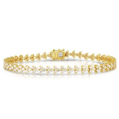 طراحان 18K طلا 925 استرلینگ نقره گل سحر زنان دستبند تنیس با زرقون