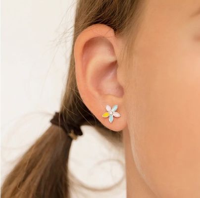 گوشواره های گل های رنگارنگ رنگ زرد استامل