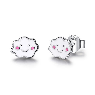 گوشواره های رودیوم 925 ابرهای نقره ای برای بچه ها