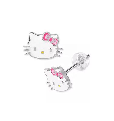 گوشواره های طلایی 18K Hello Kitty برای دختران در 925 Sterling Silver
