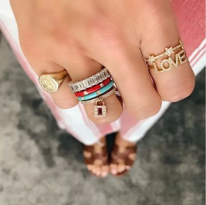 حلقه های طلایی 18K نقره ای CZ ستاره اعلامیه برای زنان