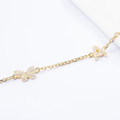 گردنبند مینی 18K طلای سفید مایکرون Pave CZ پروانه 925 استرلینگ نقره معلق