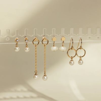 بيزل تنظیم CZ استود گوشواره سفید مروارید 925 استرلینگ نقره گوشواره قطره
