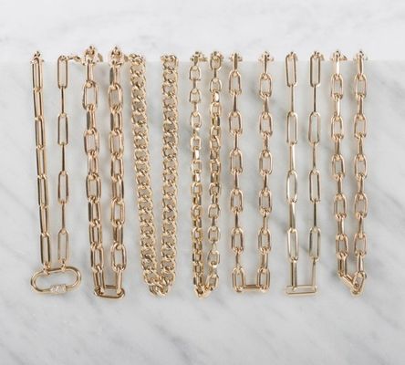 گردنبند طلايي 18 کارت بزرگ 925 استرلينگ نقره اي ووال با OEM