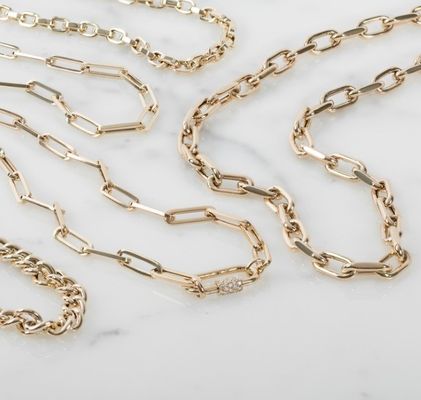 گردنبند طلايي 18 کارت بزرگ 925 استرلينگ نقره اي ووال با OEM