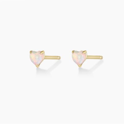گوشواره های دل Opal Stud 925 نقره ای ظریف 18K طلا