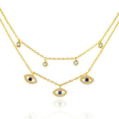 دو لایه Evil Eye Bezel Set گردنبند الماس زن ها