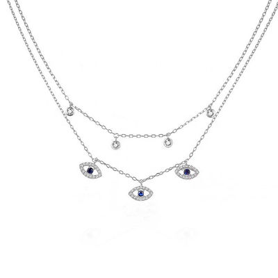 دو لایه Evil Eye Bezel Set گردنبند الماس زن ها