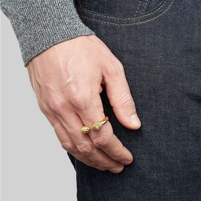 حلقه سر شير مرد قابل تنظیم 18K طلای اندازه 5 - اندازه 10 حلقه شير مس