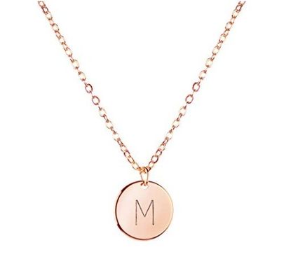 10mm Disc Stainless Steel Initial Pendant گردنبند 45CM+5CM از فولاد ضد زنگ