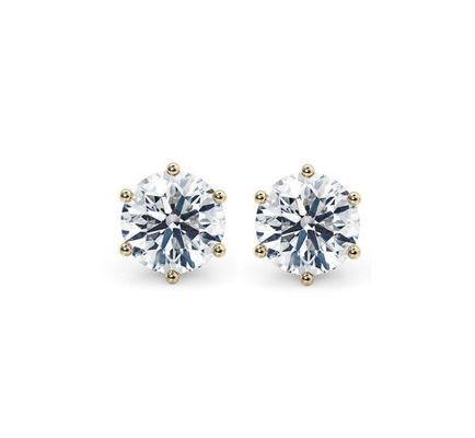 گوشواره های 6 پنجه سفید CZ 925 نقره ای 18K گوشواره های Zirconia