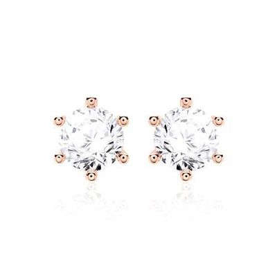 گوشواره های 6 پنجه سفید CZ 925 نقره ای 18K گوشواره های Zirconia