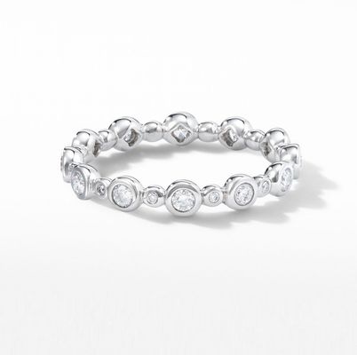 کلاسيک زيرکون Eternity Band جواهرات طلا شده US Size 10 Clear CZ Ring
