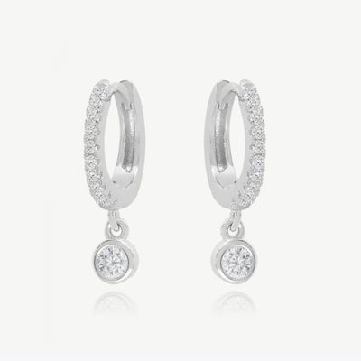 18K طلا شده S925 نقره کوچک Huggies تک بیزل سنگ حلقه گوشواره برای زنان