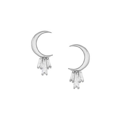 طلای 18K 925 استرلینگ نقره بیگوئیت گوشواره های ماه برای زنان AAA سنگ CZ