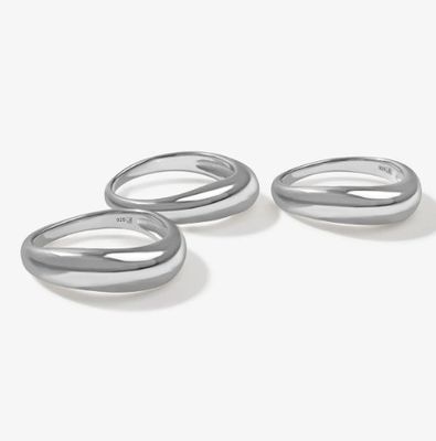 US5-US10 925 حلقه های نقره ای استرلینگ 18K طلا شده