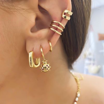 گوشواره های 18K طلایی واقعی هپ هگی نقره ای 925 جواهرات برای زنان دختران