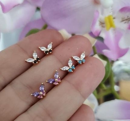 طلای 18 کارت مارکیز برش فیروزه ای CZ 925 نقره ای پروانه های پرنده ای برای زنان