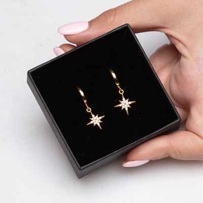 گوشواره های طلایی طلایی Starburst 925 گوشواره های طلایی کوچک