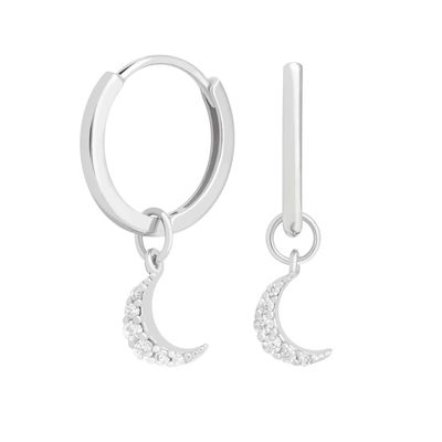 گوشواره های Dangle Moon Hoop 925 نقره ای برای زنان طلا برزیلی 18K جواهرات سفارشی