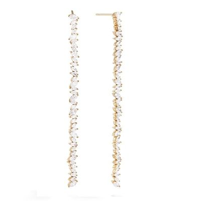 جواهرات سفارشی گوشواره های دیگر نوع Long Silver Plating گوشواره ها با Marquis CZ Stone