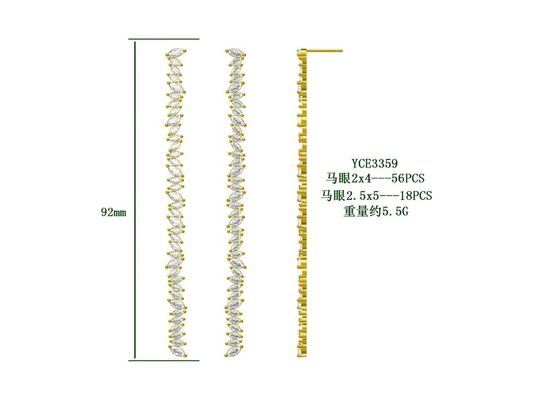 جواهرات سفارشی گوشواره های دیگر نوع Long Silver Plating گوشواره ها با Marquis CZ Stone