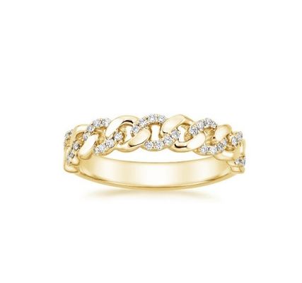 مایکرون پاو CZ 18K زره پوشیده زنجیره ای پیوند 925 استرلینگ نقره حلقه های زنانه