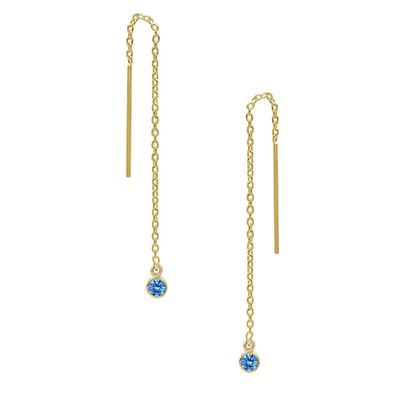 925 استرلینگ نقره ساده 18K طلا زنانه Bezel قطره زنجیر رشته گوشواره