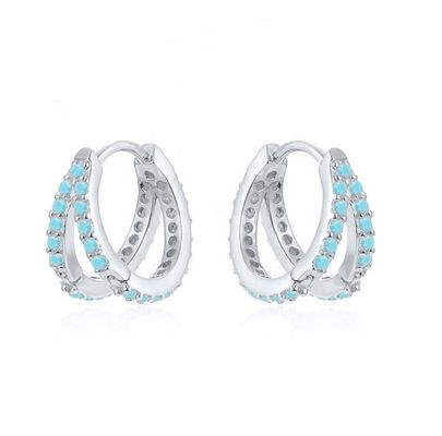 گوشواره زيرکونيايي کوبيك نقره اي 925 استرلينگ