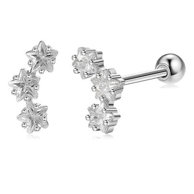 گوشواره های 18K طلا شده 925 استرلینگ ستاره نقره ای مکعب زرکونیا برای زنان لوازم جانبی