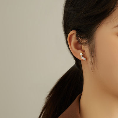 گوشواره های 18K طلا شده 925 استرلینگ ستاره نقره ای مکعب زرکونیا برای زنان لوازم جانبی