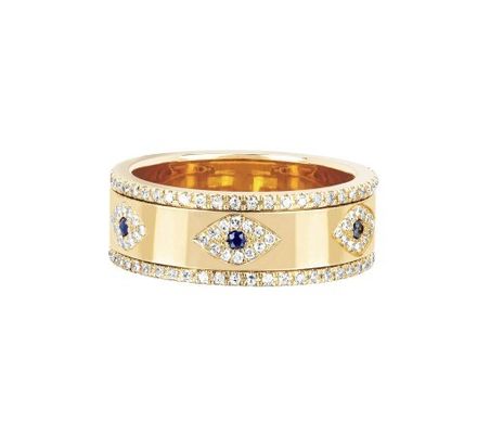 رنگ آبی سفیر سفید CZ چشم زنان Eternity Band Brass Eternity Ring برای زنان