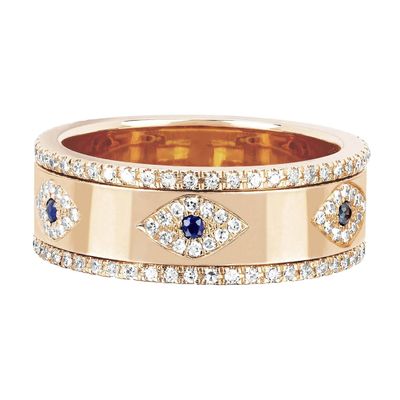 رنگ آبی سفیر سفید CZ چشم زنان Eternity Band Brass Eternity Ring برای زنان