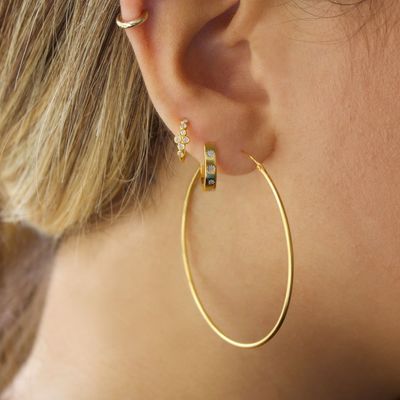 گوشواره های شیک 14K طلایی ستاره ورمیل مجموعه الماس آغوش حلقه برای سبک بدون تلاش