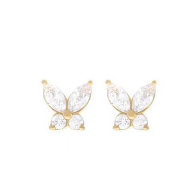طراز کلاسیک 925 استرلینگ نقره طلا پوشانده زرکونیا مکعب پرنده گوشواره