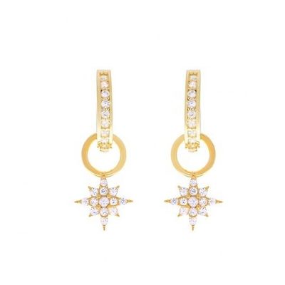 گوشواره های 925 استرلینگ نقره ای مینی Starburst Pave CZ