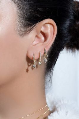 گوشواره های 925 استرلینگ نقره ای مینی Starburst Pave CZ