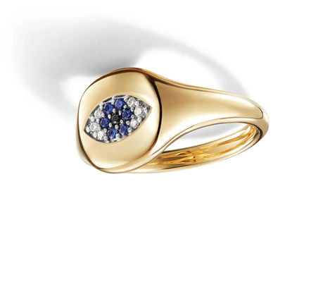 کالاهای جمع آوری برازیلی Evil Eye Mini Pinky Ring 18K طلا سفید CZ 925 نقره