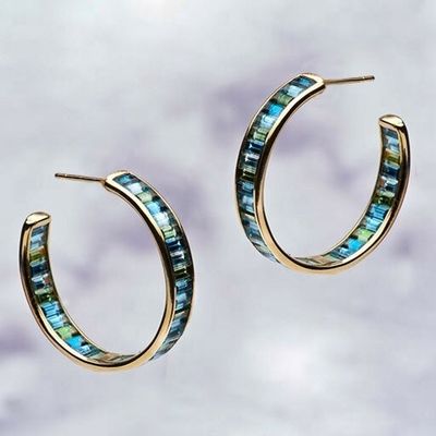 جواهرات مواد اصلی نقره بیگوت آبی و سبز توپاز استود هول برای سبک کلاسیک