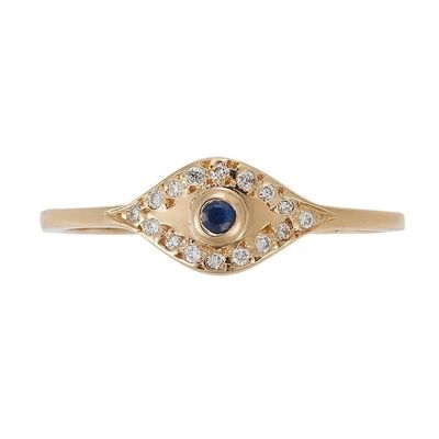 925 Sterling Silver Evil Eye Diamond Band Ring با نقره پوششی سبک کلاسیک