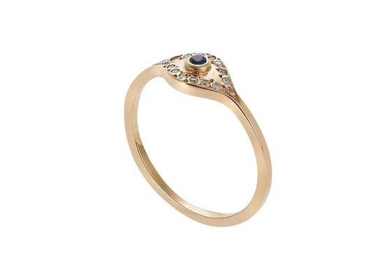 925 Sterling Silver Evil Eye Diamond Band Ring با نقره پوششی سبک کلاسیک